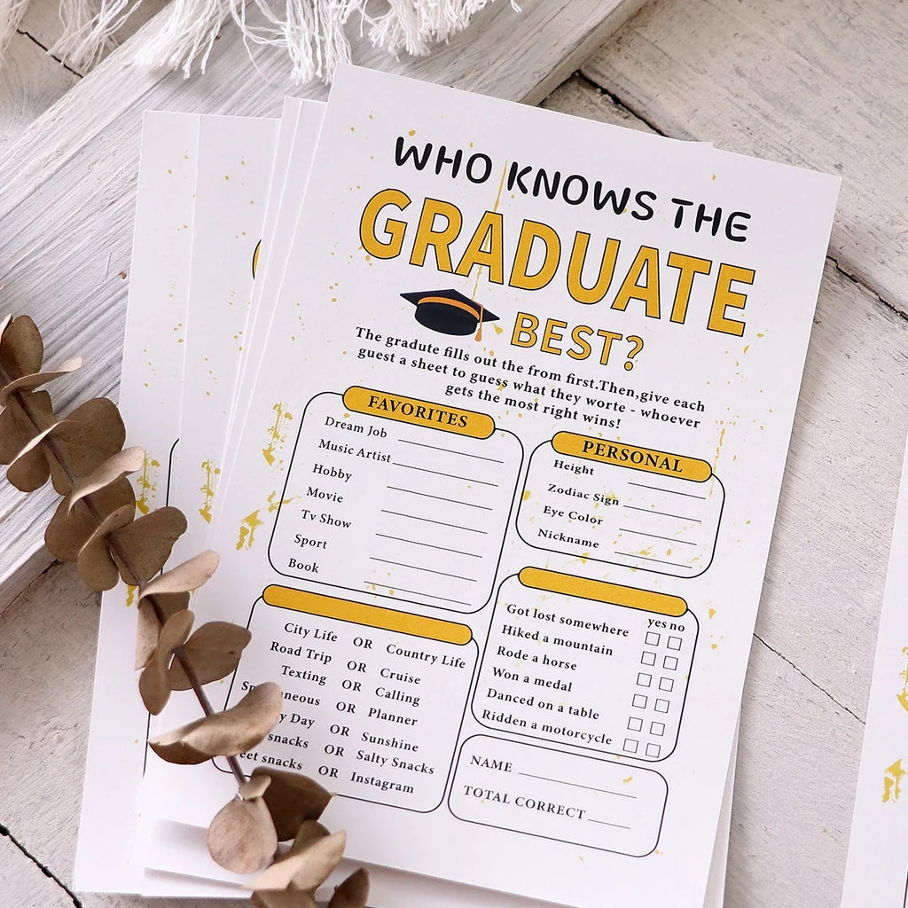 Graduation Game Cards – Creative Tabletop Party Set | 5 Colors Graduation Party Game Qme