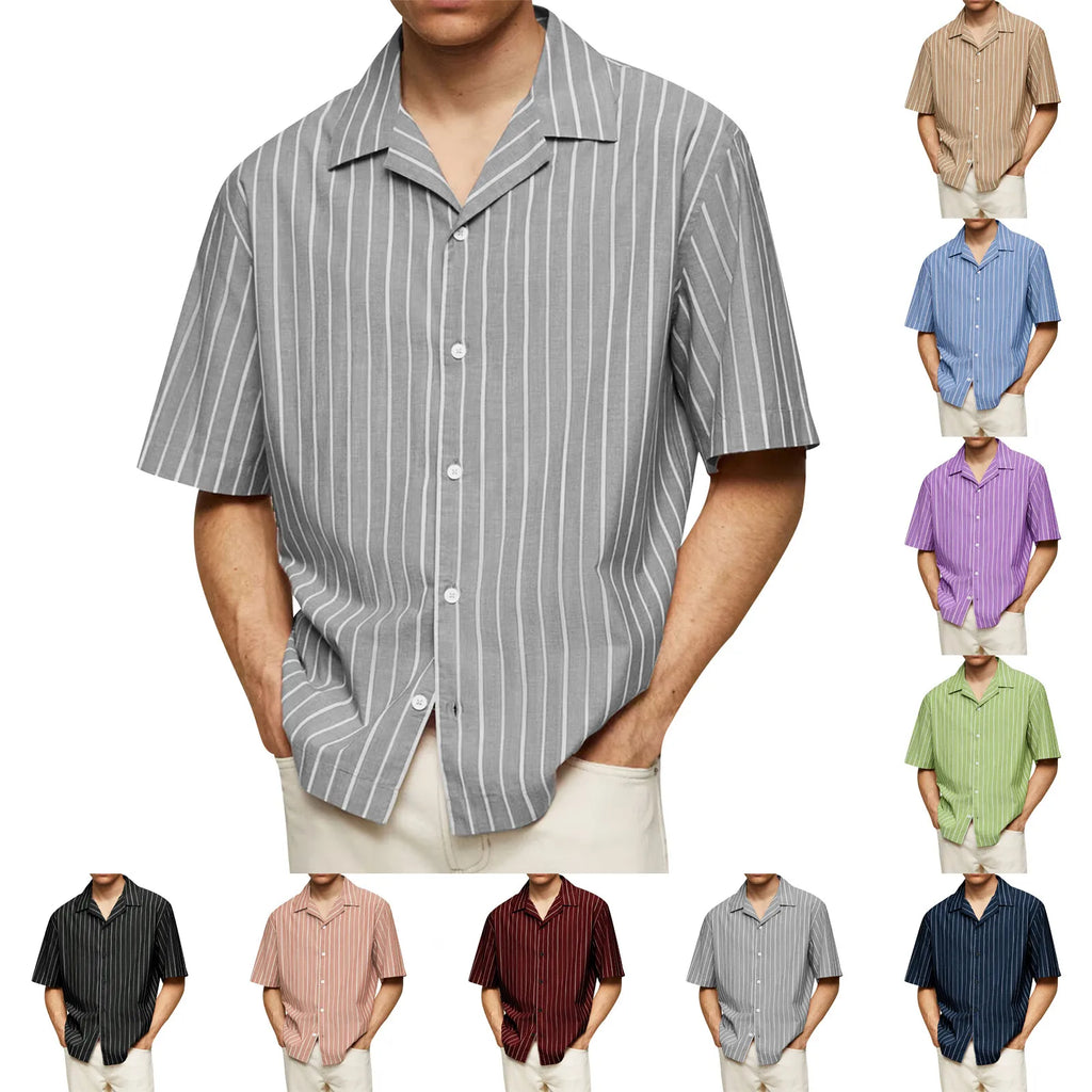 Men's Retro Striped Patchwork Half Sleeve Cardigan | 9 Colors Men's Cardigan Qme