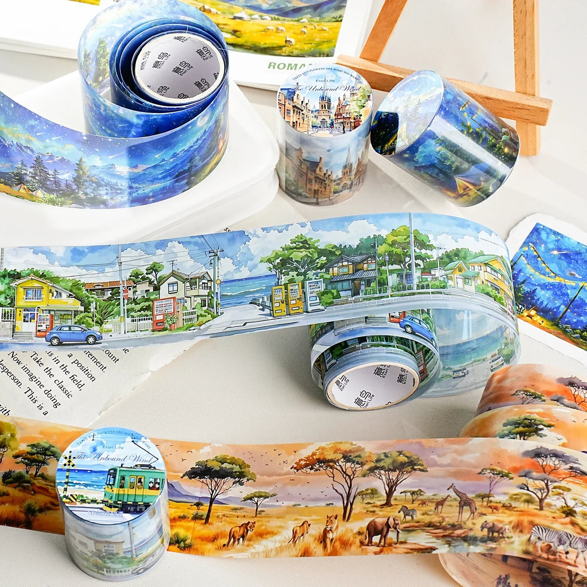 Watercolor Landscape PET Tape Roll – DIY Scrapbooking Craft Decorative Craft Tape Qme