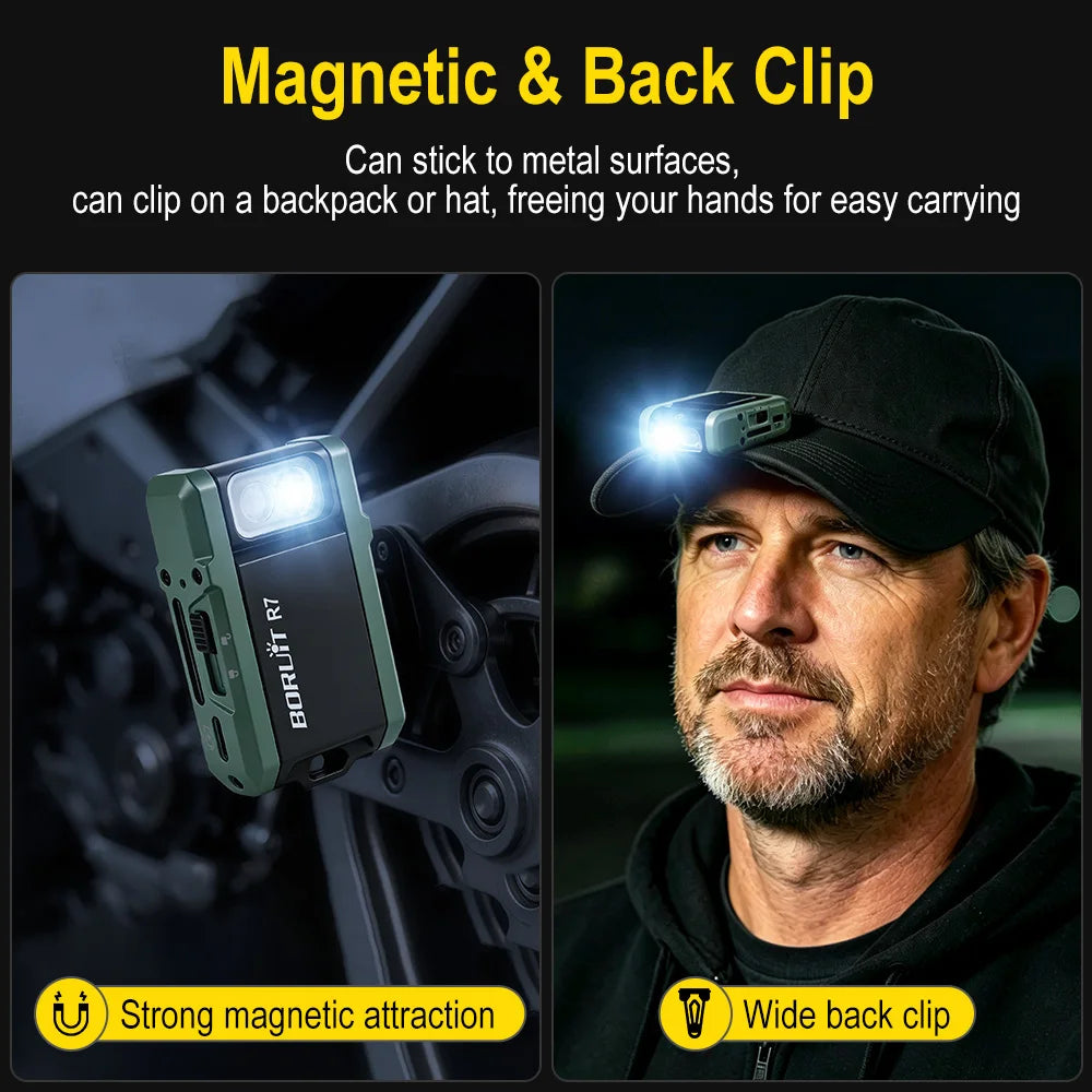 BORUiT R7 800LM RGB Keychain Flashlight – Type-C Rechargeable Keychain Flashlight Qst
