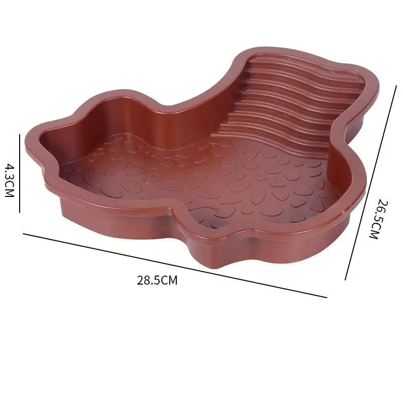 Reptile Water Dish with Anti-Slip Rock Ladder | Turtle Gecko Bowl Reptile Water Dish Qst 04