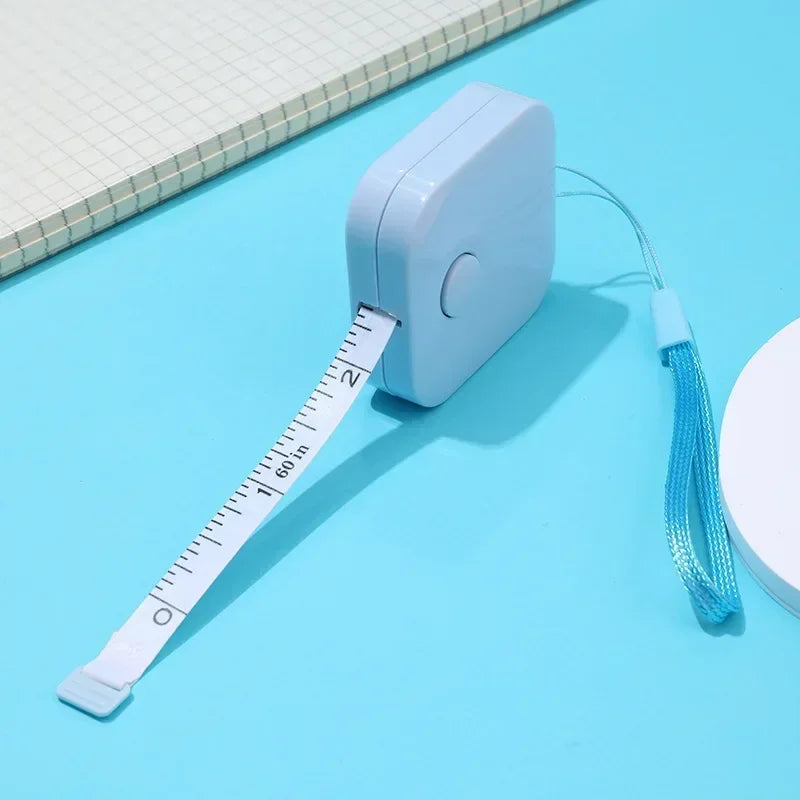 Mini Macaron Tape Measure 1.5m Metric Imperial Keychain Ruler Mini Tape Measure Qme Blue