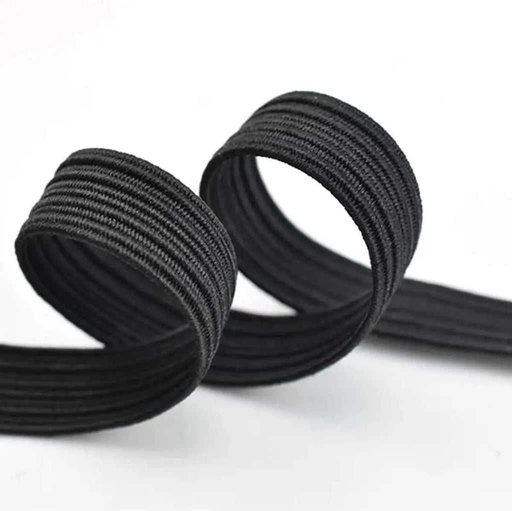160 Yards Black Flat Elastic Band – Heavy Stretch Knit 3mm Knit Elastic Band Qme