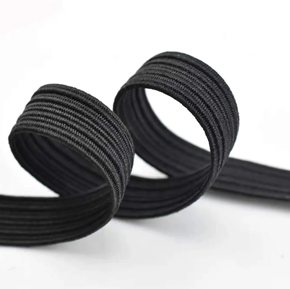 160 Yards Black Flat Elastic Band – Heavy Stretch Knit 3mm Knit Elastic Band Qme