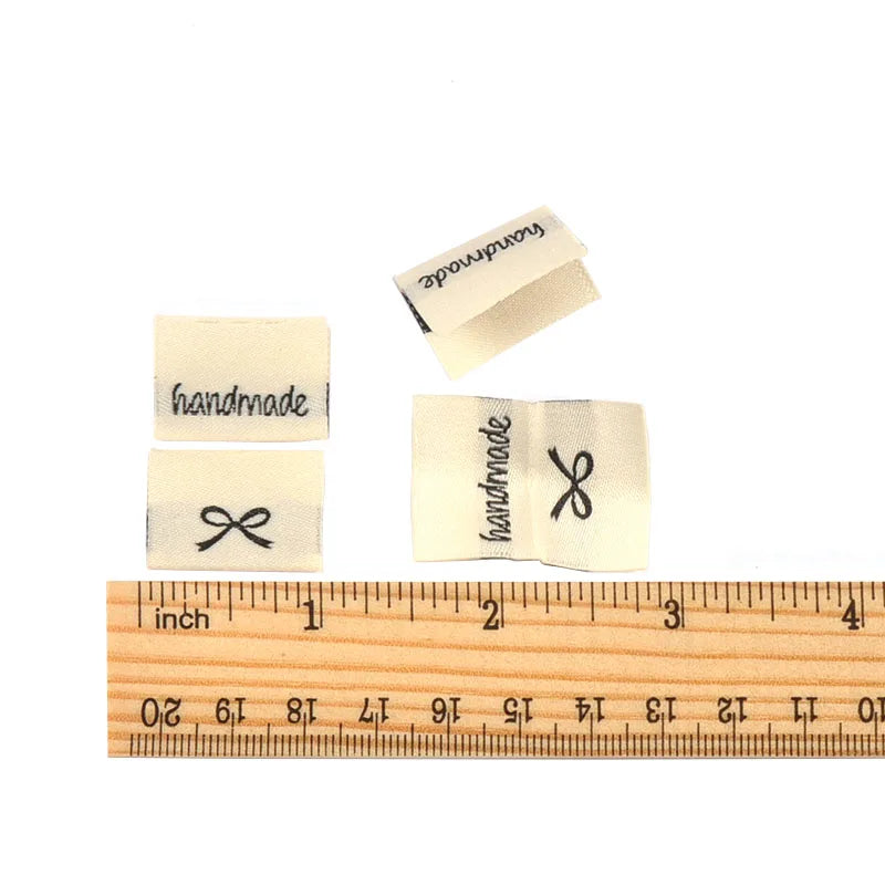 Rectangle Embroidered Bow Cloth Labels for Sewing – 15 Pack Embroidered Sewing Labels Qme 3-50Pcs