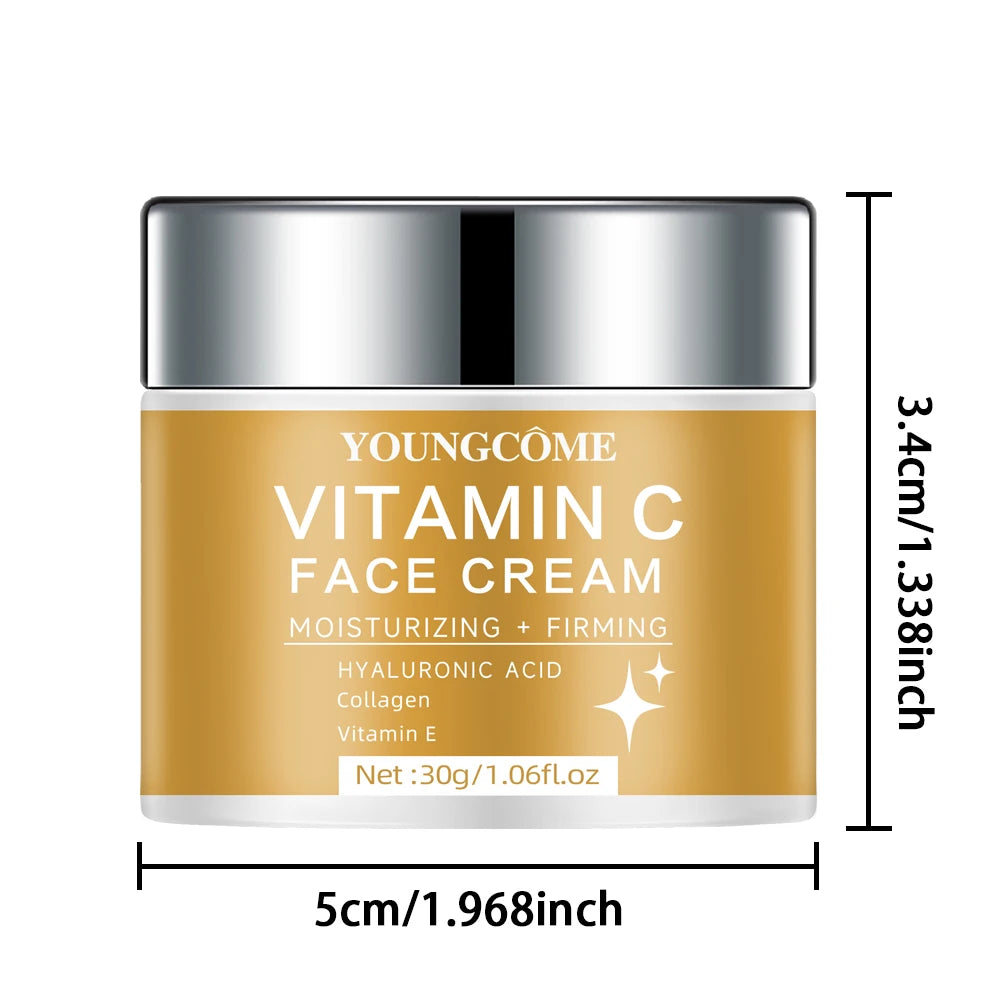 YOUNGCOME Vitamin C & Hyaluronic Acid Cream – Brightening Facial Moisturizer Cream Qst 30G