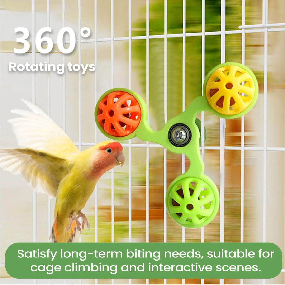 Rotating Windmill Bird Toy with 3 Bells – Parakeet & Conure Bird Cage Toy Qme