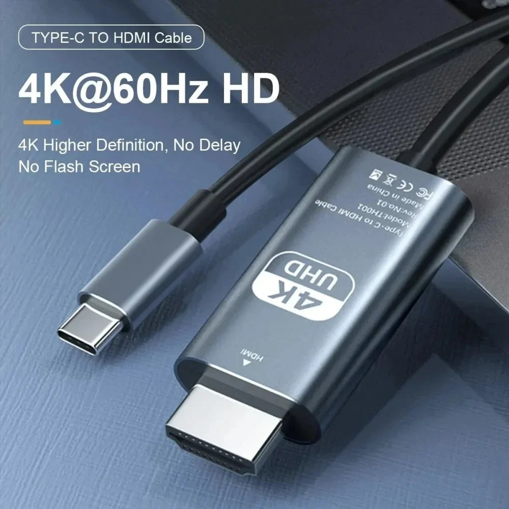 USB-C to HDMI Cable 4K 60Hz – Game Console, Laptop & TV HDMI Display Cable Qme