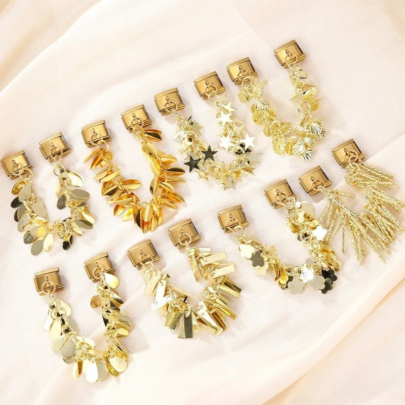 Shell Flower Stars Leaf Gold Tassel Italian Charm Bracelet Bracelet Charm Qme