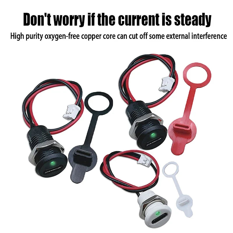 USB-C 2-Pin Charging Socket PH2.0 Snap Lock Panel Mount Connector USB-C Panel Connector Qme