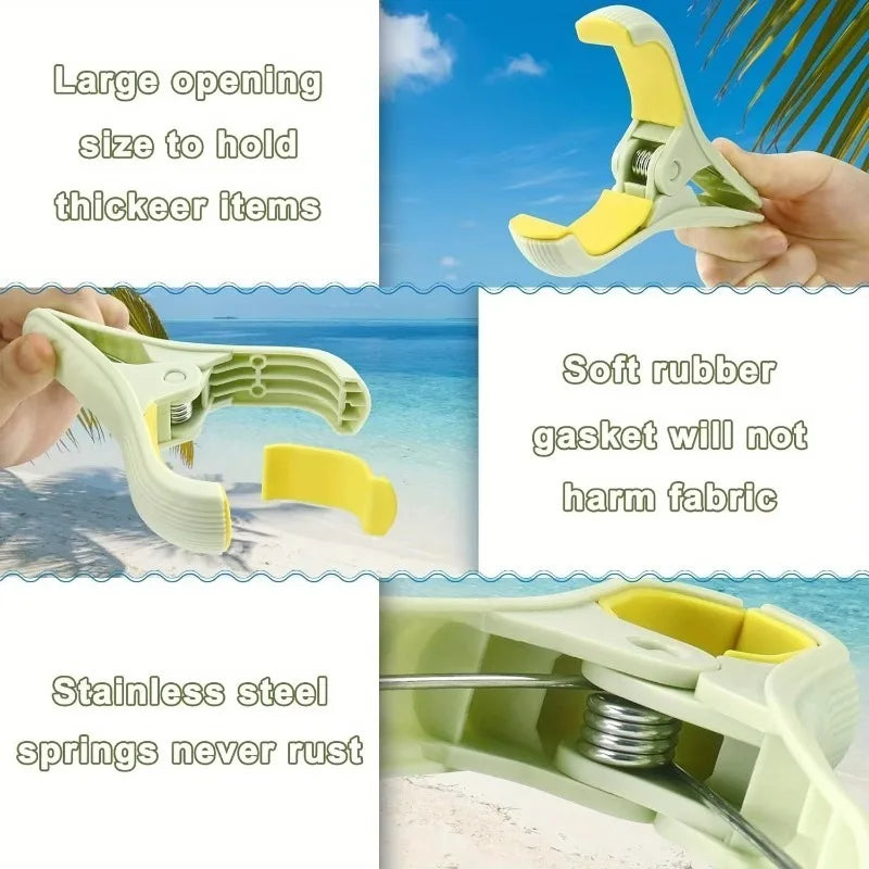 Large Beach Towel Clips Windproof Non-Slip Pegs – Set of 2 Beach Towel Clips Qme