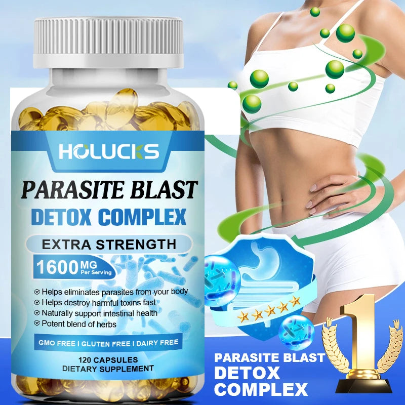 HOLUCKS Gut Cleanse Capsules 1600mg – Intestinal Support Herbal Detox Capsules Qst