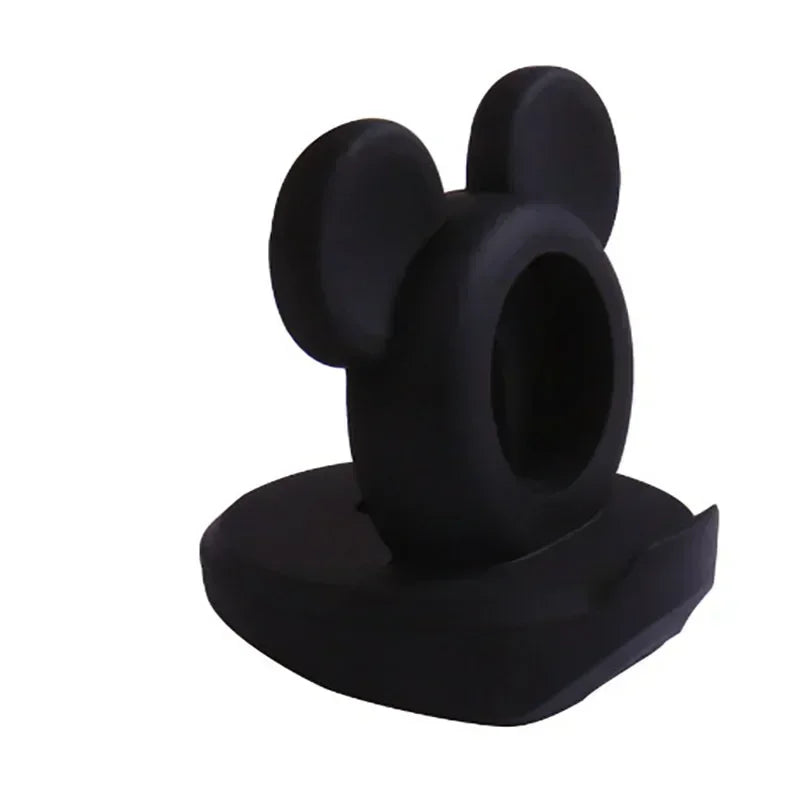 Mickey & Minnie Mouse Apple Watch Charger Stand | Cartoon Desk Holder Watch Charger Stand Qme 01-Black
