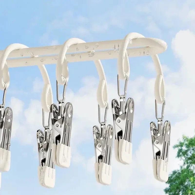 20-Clip Stainless Steel Sock & Underwear Drying Rack Laundry Drying Rack Qme