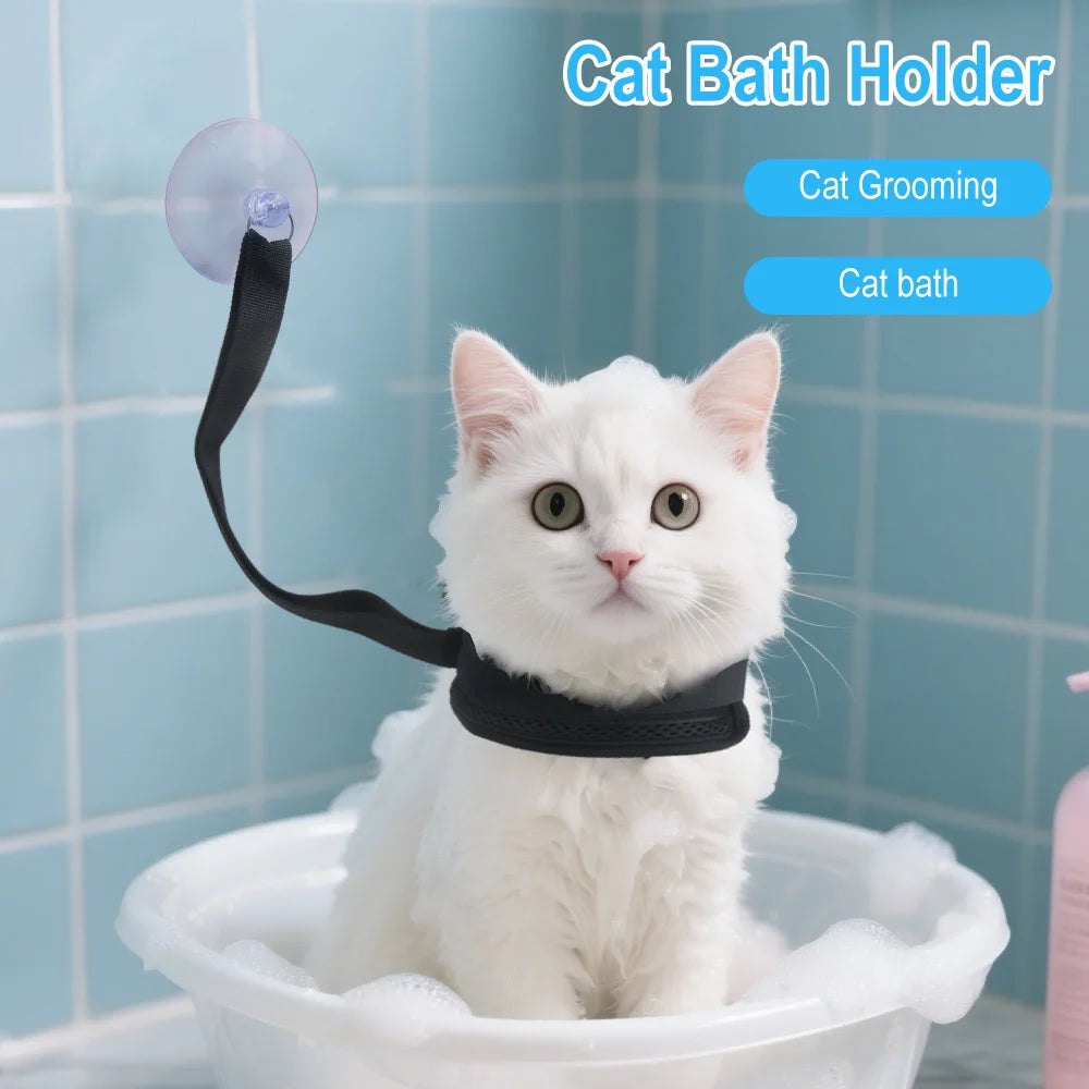 Cat Bathing Harness with Suction Cup – Pet Grooming Restraint Pet Grooming Harness Qst