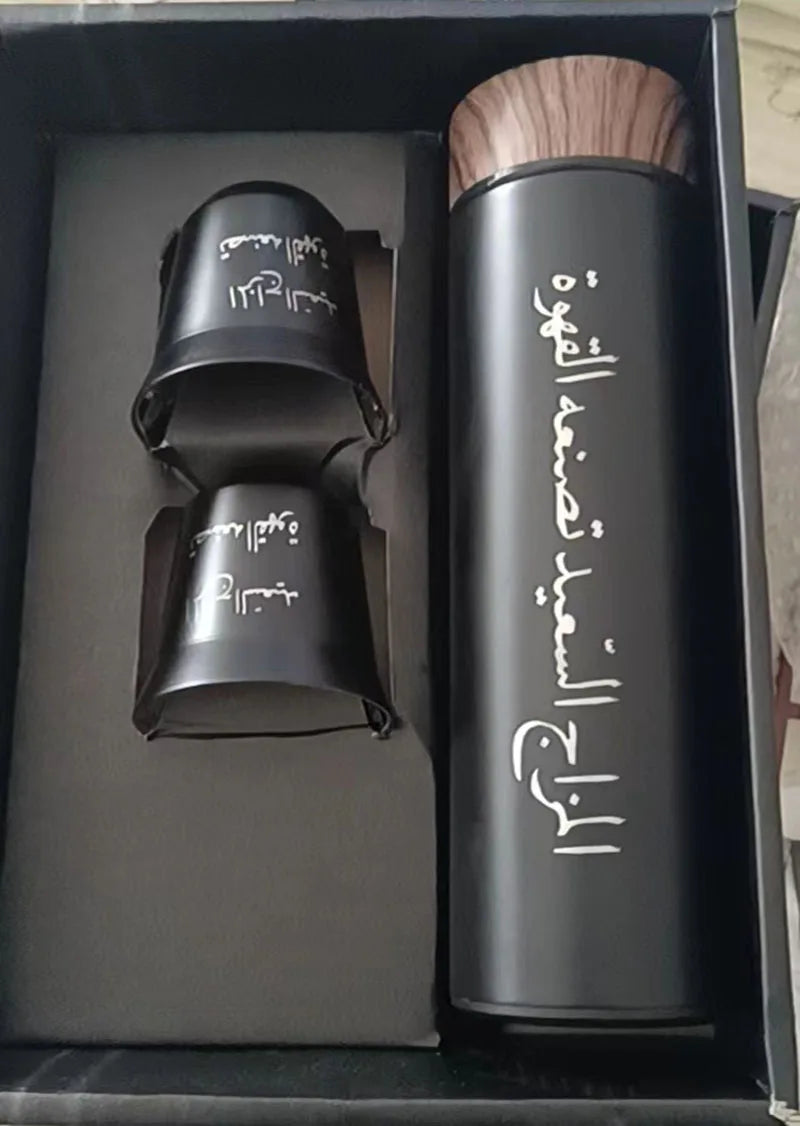 500ml Vacuum Thermos Flask Set – Stainless Steel Bottle & 2 Mugs Vacuum Thermos Flask Set Qst as picture 80ml
