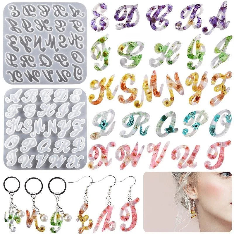 Alphabet Number Silicone Mold – Epoxy Resin DIY Keychain Resin Silicone Mold Qme