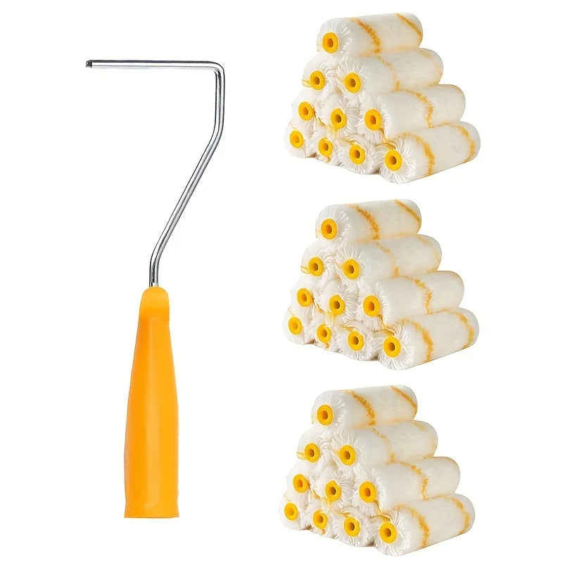 4-Inch Paint Roller Set – 10 Fabric Rollers & 1 Handle Paint Roller Set Qme