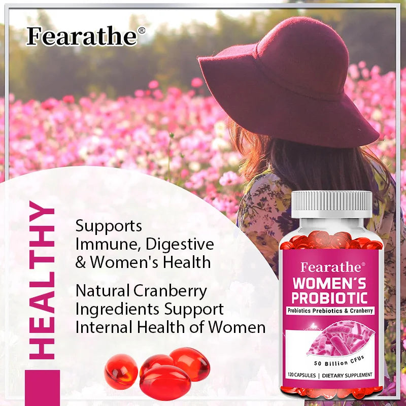 Women's Probiotic Capsules with Prebiotics & Cranberry 50B CFU Probiotic Supplement Qst
