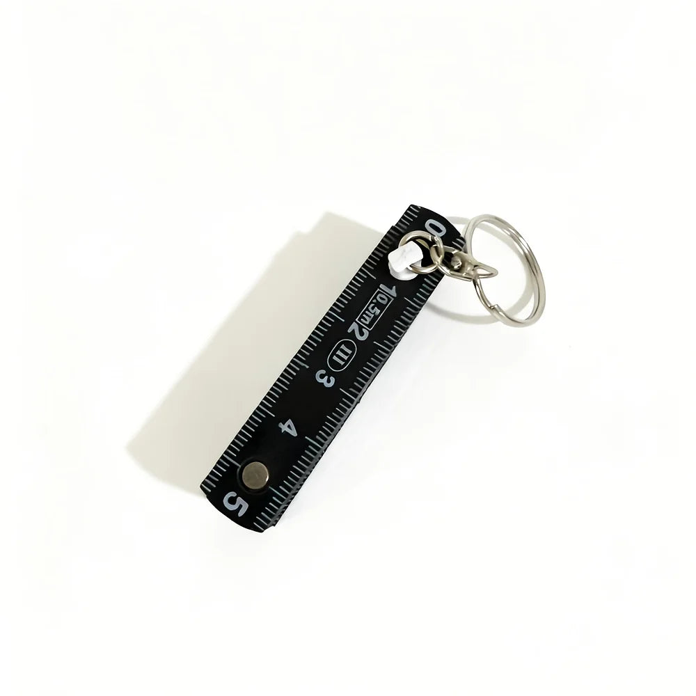 Mini Folding Ruler Keychain – Portable Plastic Measuring Tool Folding Keychain Ruler Qme
