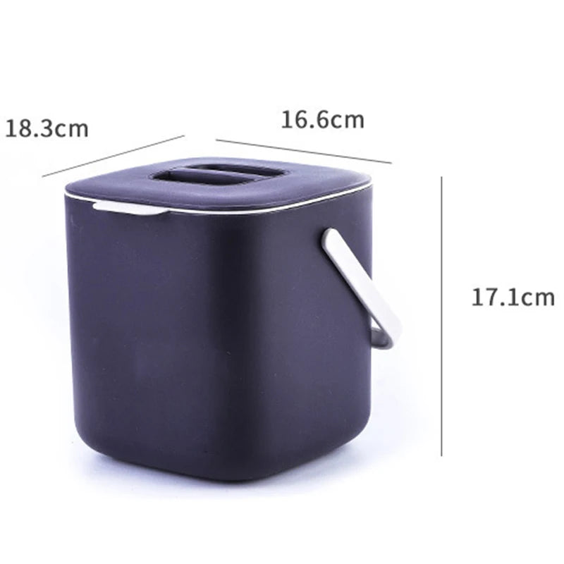 Kitchen Compost Bin with Drainer & Auto-Seal Lid – Dark Gray Kitchen Compost Bin Qst