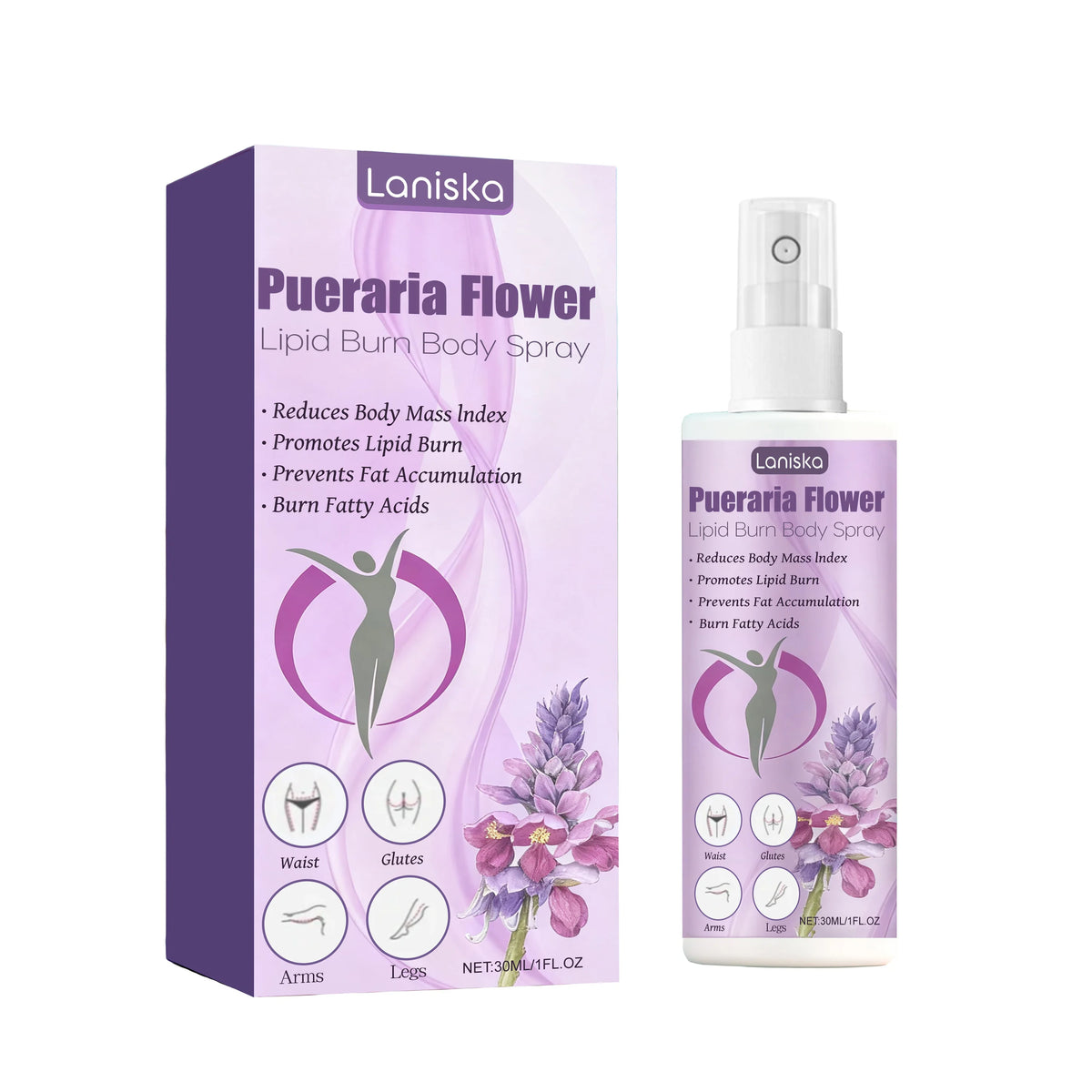 Laniska Pueraria Mirifica Body Spray – Non-Greasy Daily Mist Body Care Spray Qst 30ml boxed