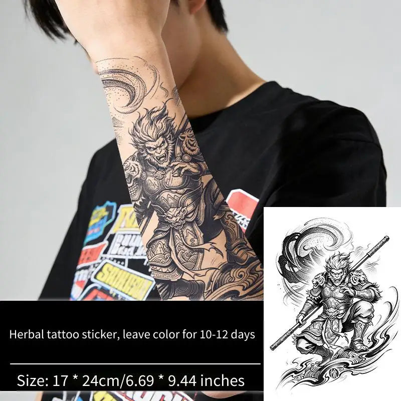 Sun Wukong Monkey King Temporary Tattoo Sticker – Herbal Juice Temporary Tattoo Sticker Qme