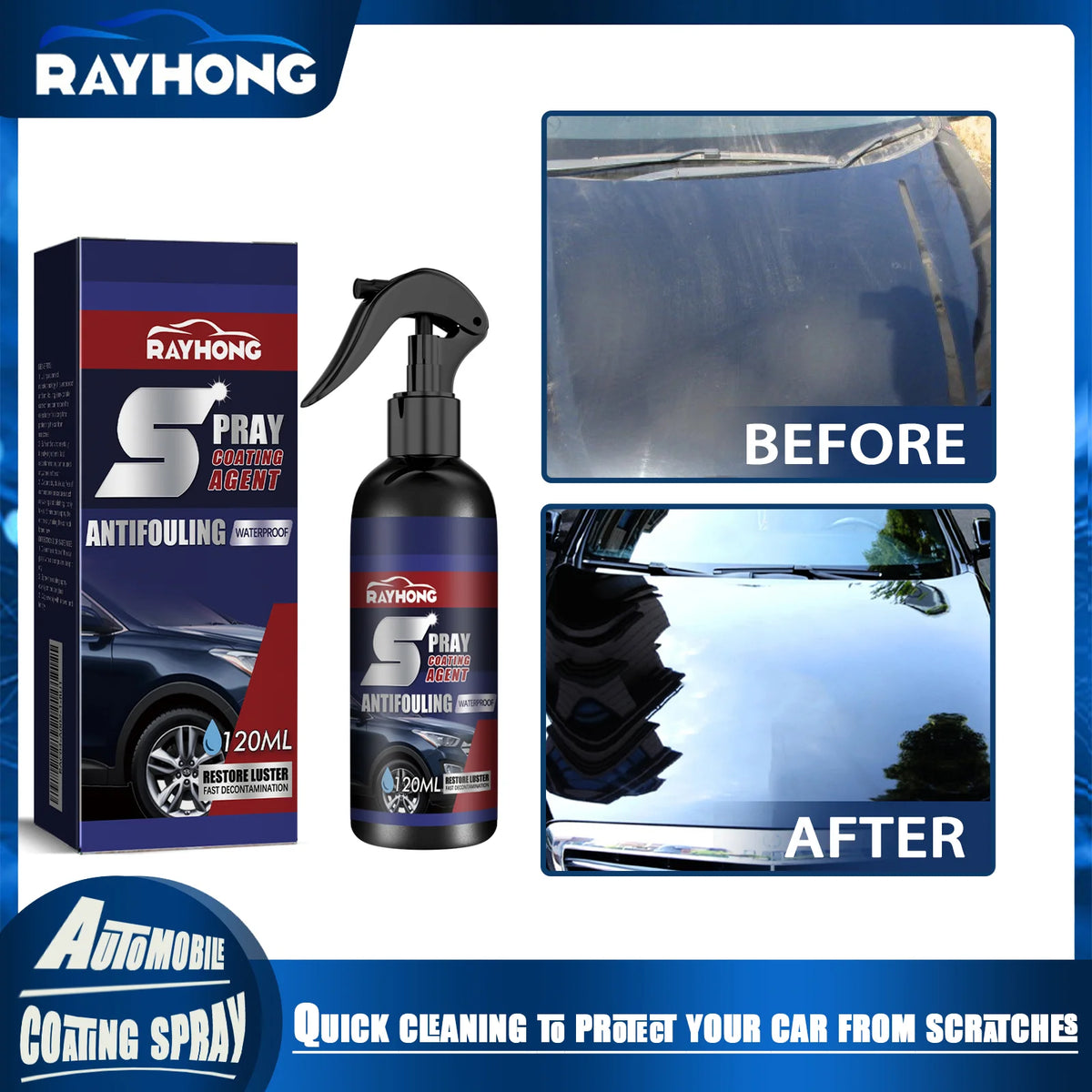 Rayhong Nano Car Coating Spray – Paint Curing & Deep Gloss Car Coating Spray Qst