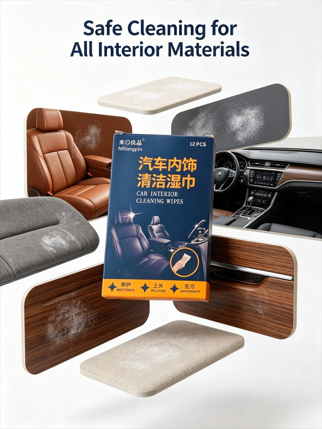 Car Interior Cleaning Wipes – Gentle Formula for Leather & Plastic Car Interior Wipes Qme