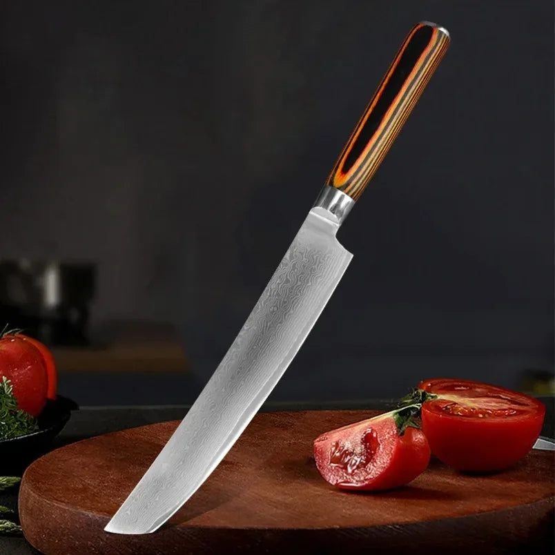 Damascus Steel Kitchen Knife – Wood Handle Chef Knife 16cm Damascus Kitchen Knife Qst