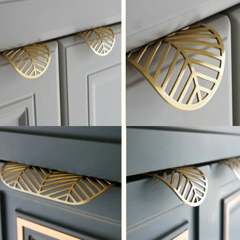Leaf-Shaped Brass Drawer Knob | Modern Furniture Handle Cabinet Drawer Knob Qme