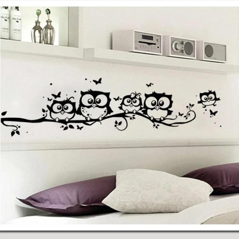 Owl & Butterfly Tree Wall Sticker – Bedroom Home Decor Wall Decal Sticker Qme