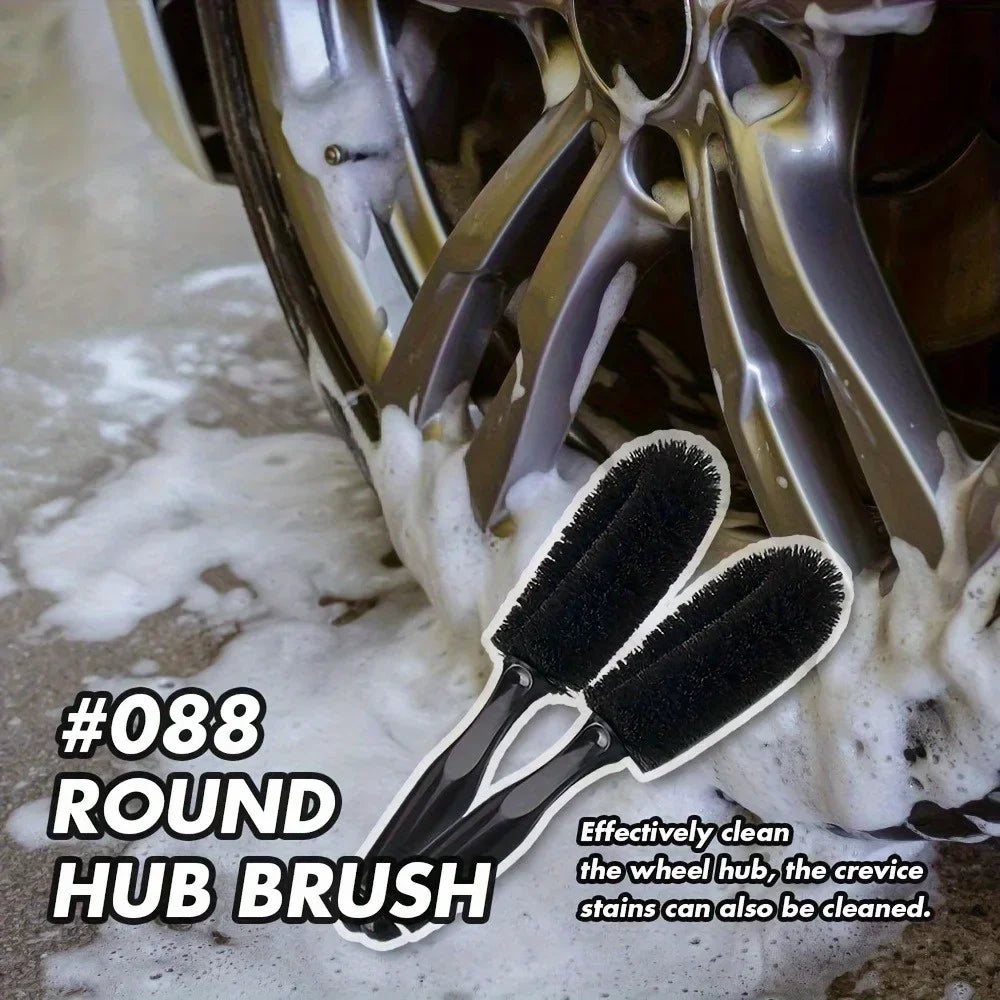 Round Head Wheel Hub Brush – Car Rim & Spoke Cleaning Tool Wheel Cleaning Brush Qme