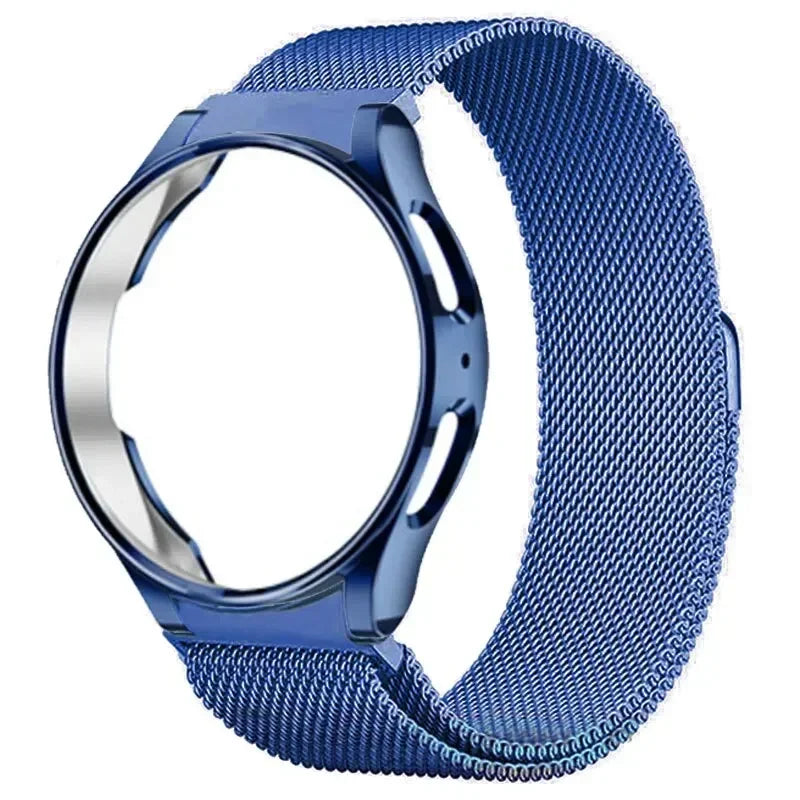 TPU Case & Metal Strap Samsung Galaxy Watch 6 Classic 47mm Smartwatch Case & Strap Qme Blue MU Watch 6 40mm