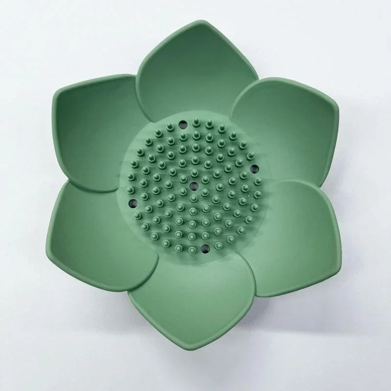 Silicone Lotus Soap Holder Drain Dish – 5 Colors Silicone Soap Dish Qme