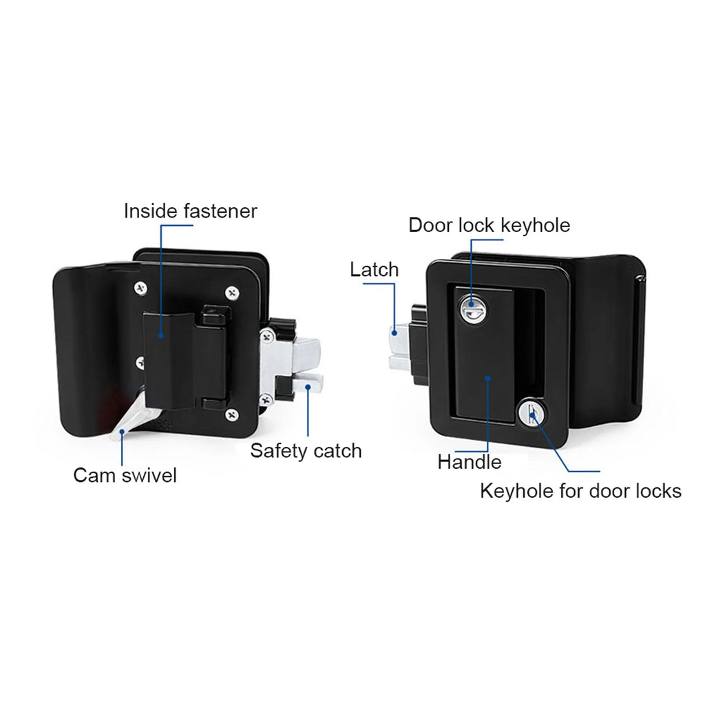 RV Door Lock Zinc Alloy Entry Latch Replacement Kit – 4 Keys RV Entry Door Lock Qme