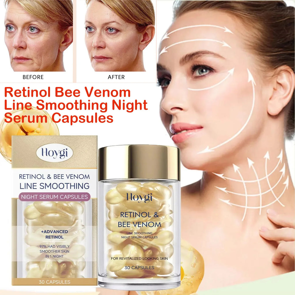 Retinol & Bee Venom Facial Capsules – Firming & Smoothing Facial Serum Capsules Qme