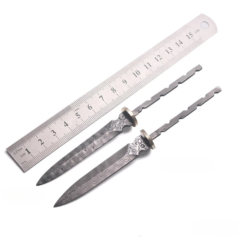7cm Damascus Steel Tea Knife Billet – DIY Tea Cutter Tool Tea Knife Billet Qst