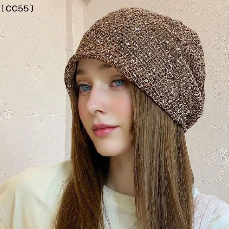 Korean Hollow Knit Hat – Breathable Summer Headscarf Knitted Summer Hat Qst