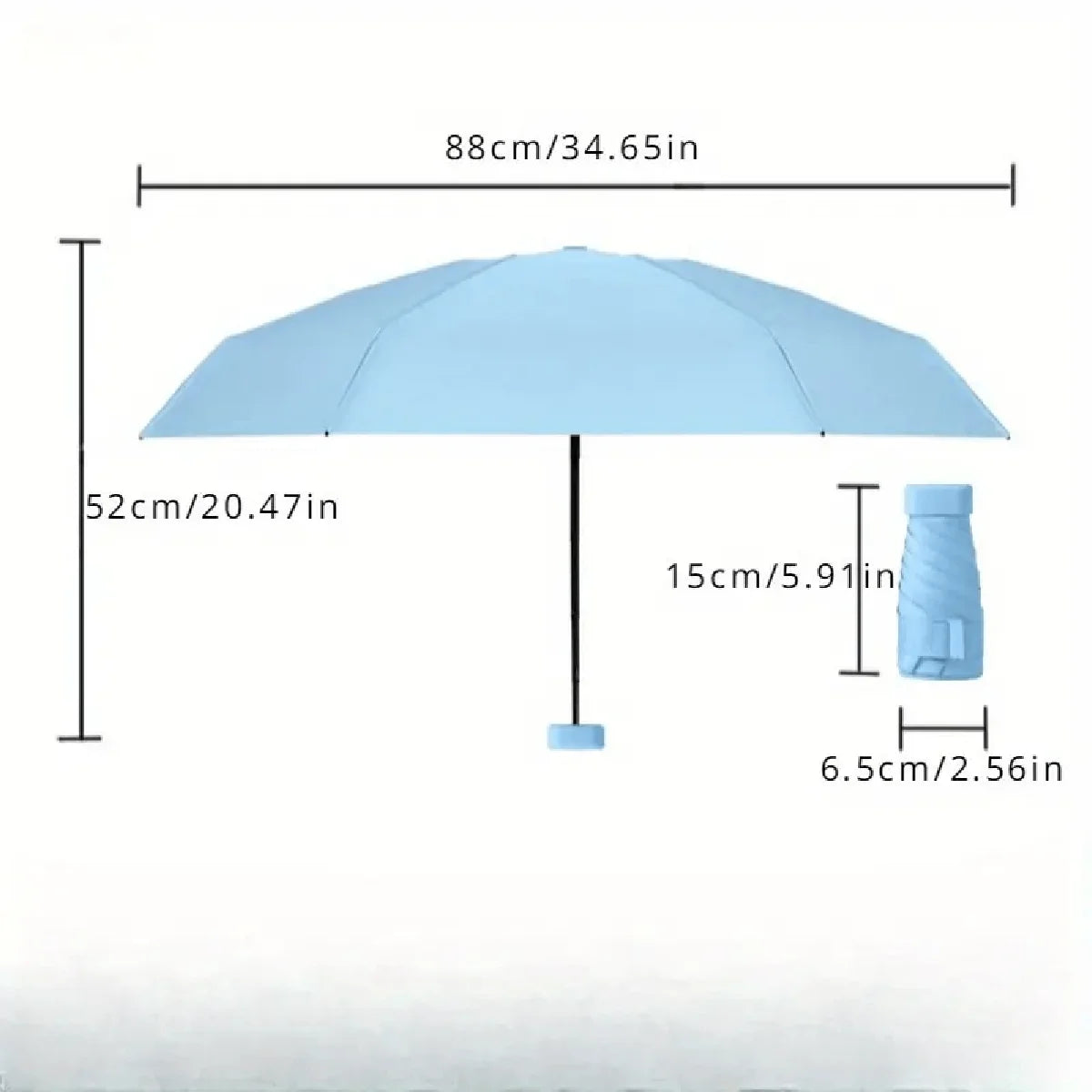 Mini UV-Resistant Folding Umbrella with Capsule Case & Strap Folding Travel Umbrella Qst
