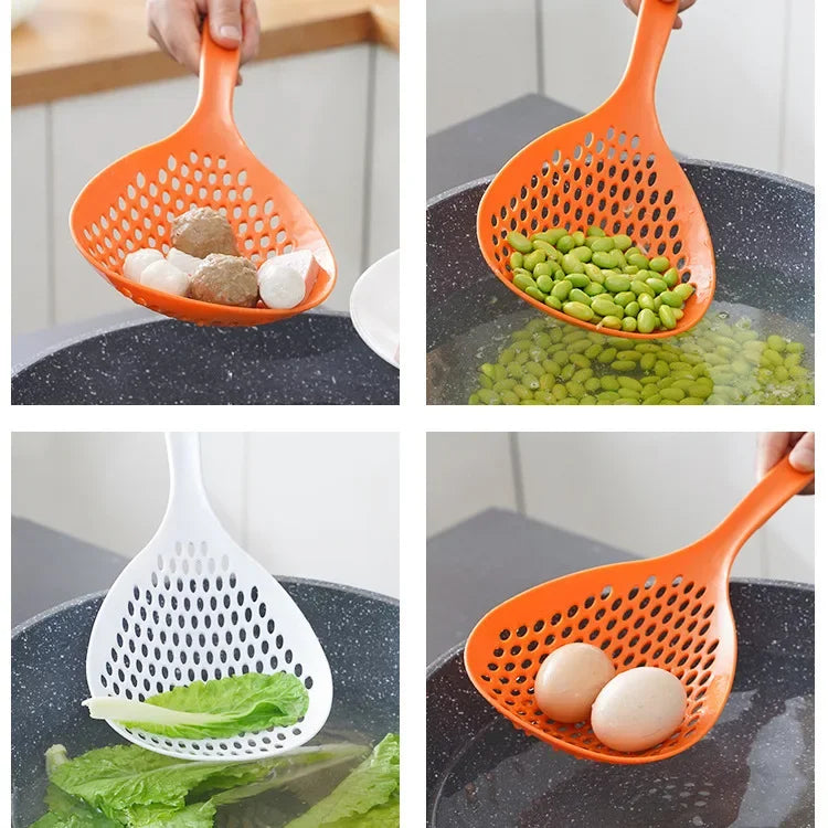 Slotted Pasta Spoon Strainer Scoop Skimmer Set with Handle Slotted Spoon Set Qme
