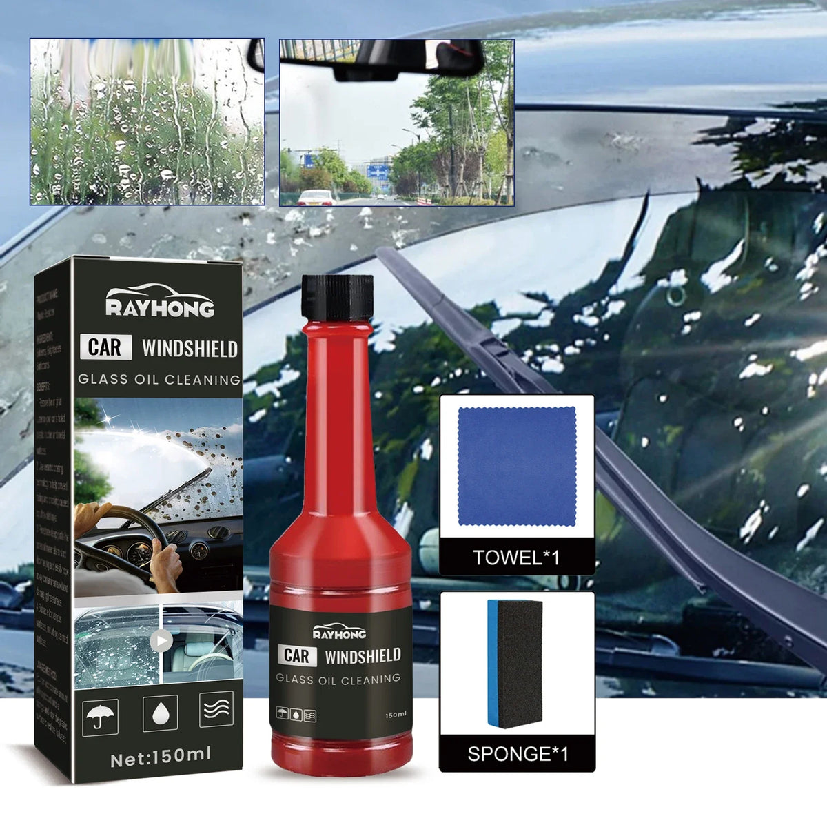 Windshield Washer Fluid – Auto Glass Cleaner, Rain & Fog Remover Auto Glass Cleaner Qme