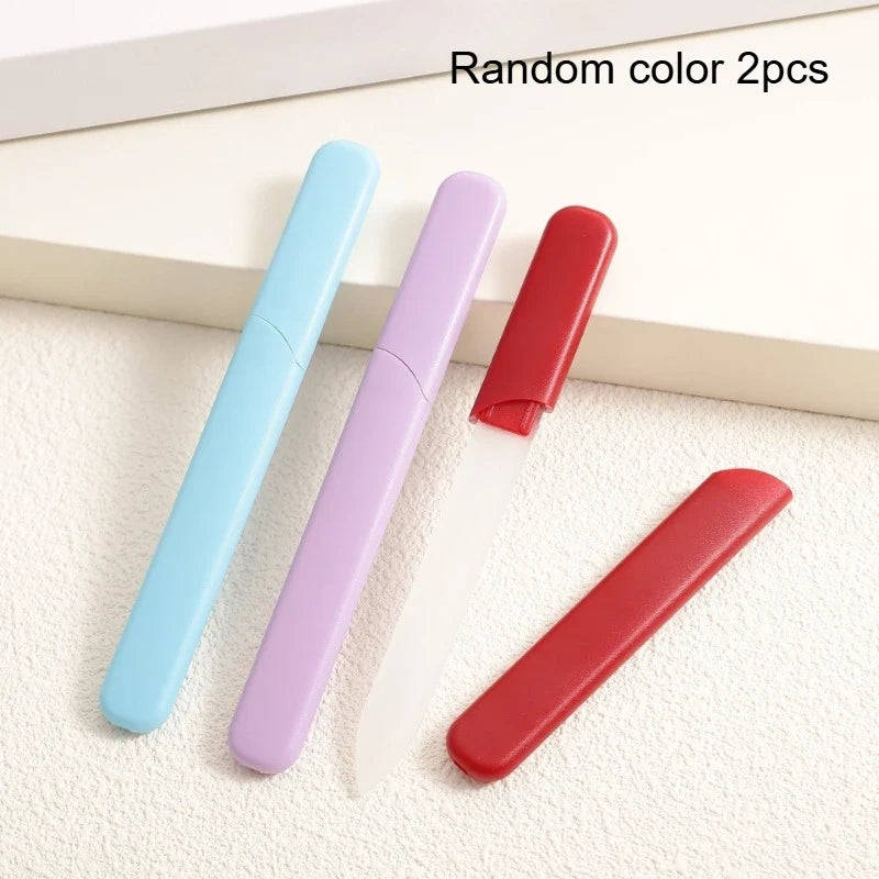 Nano Glass Nail File with Case – Crystal Polishing Tool Glass Nail File Qme Random color 2pcs