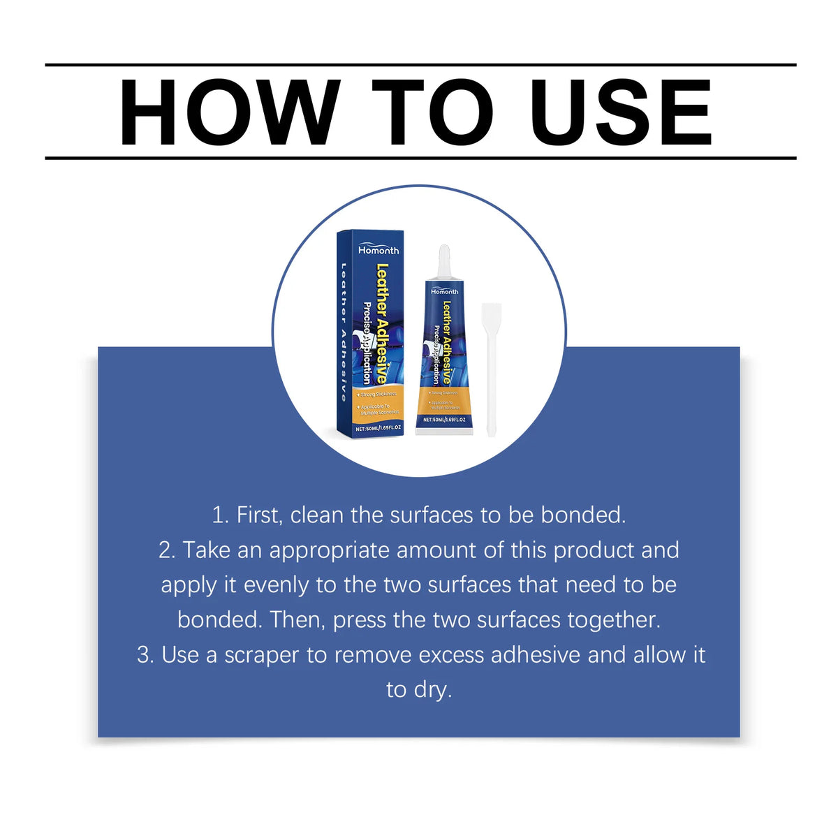 50g Waterproof Leather Repair Glue – Strong Bond Car & Furniture Leather Repair Adhesive Qst