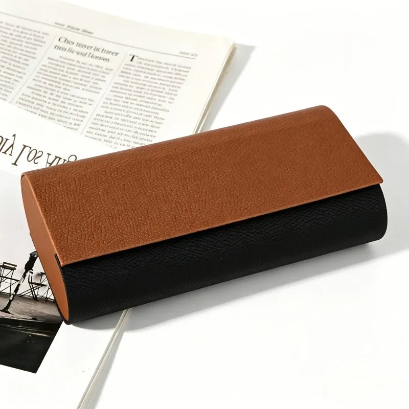 Double Layer Faux Leather Glasses Case | Magnetic Closure Eyewear Case Qme