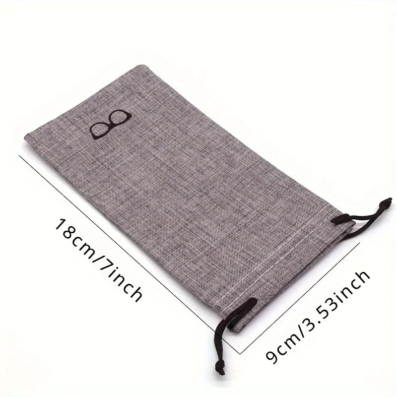 Drawstring Eyeglass Bag – Soft Linen Cloth Eyewear Pouch Eyeglass Pouch Qme