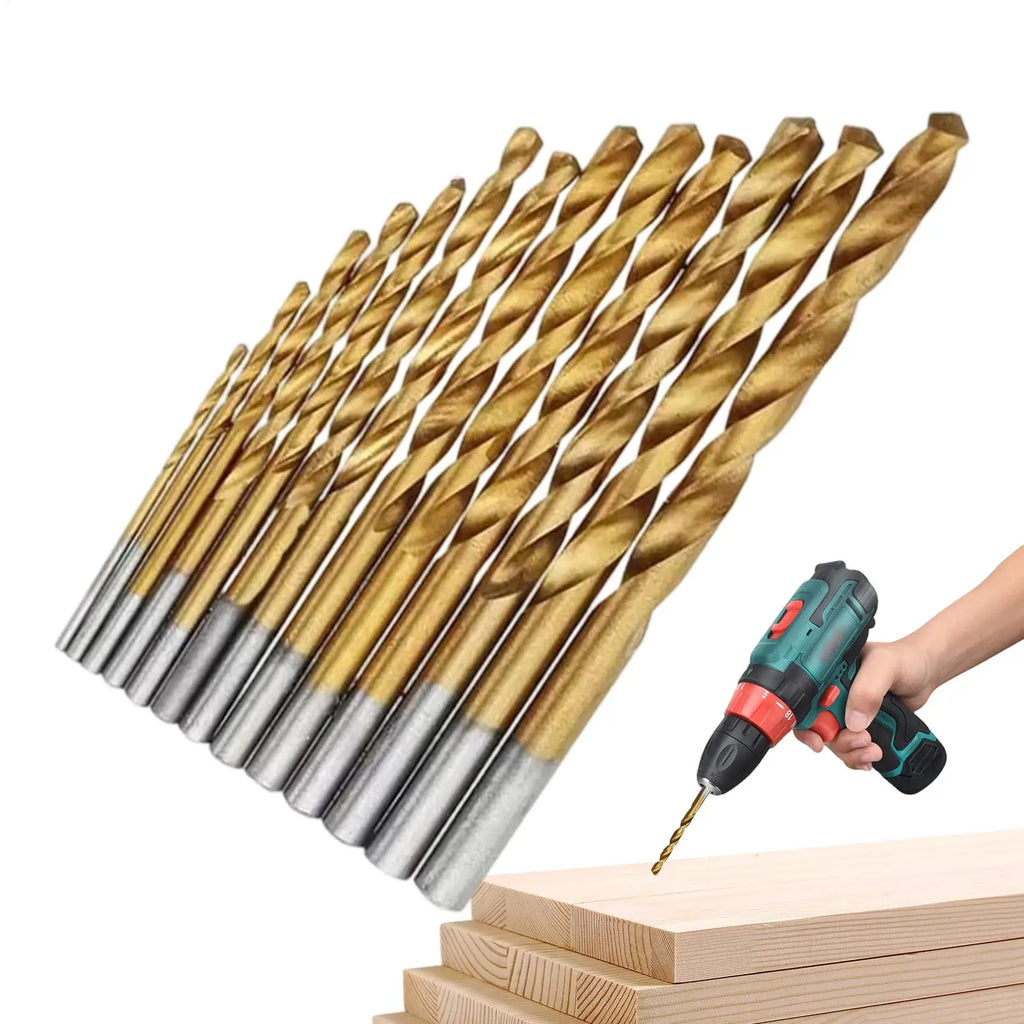 13-Pc Titanium Twist Drill Bit Set – Wood, Copper & Aluminum Twist Drill Bit Set Qme