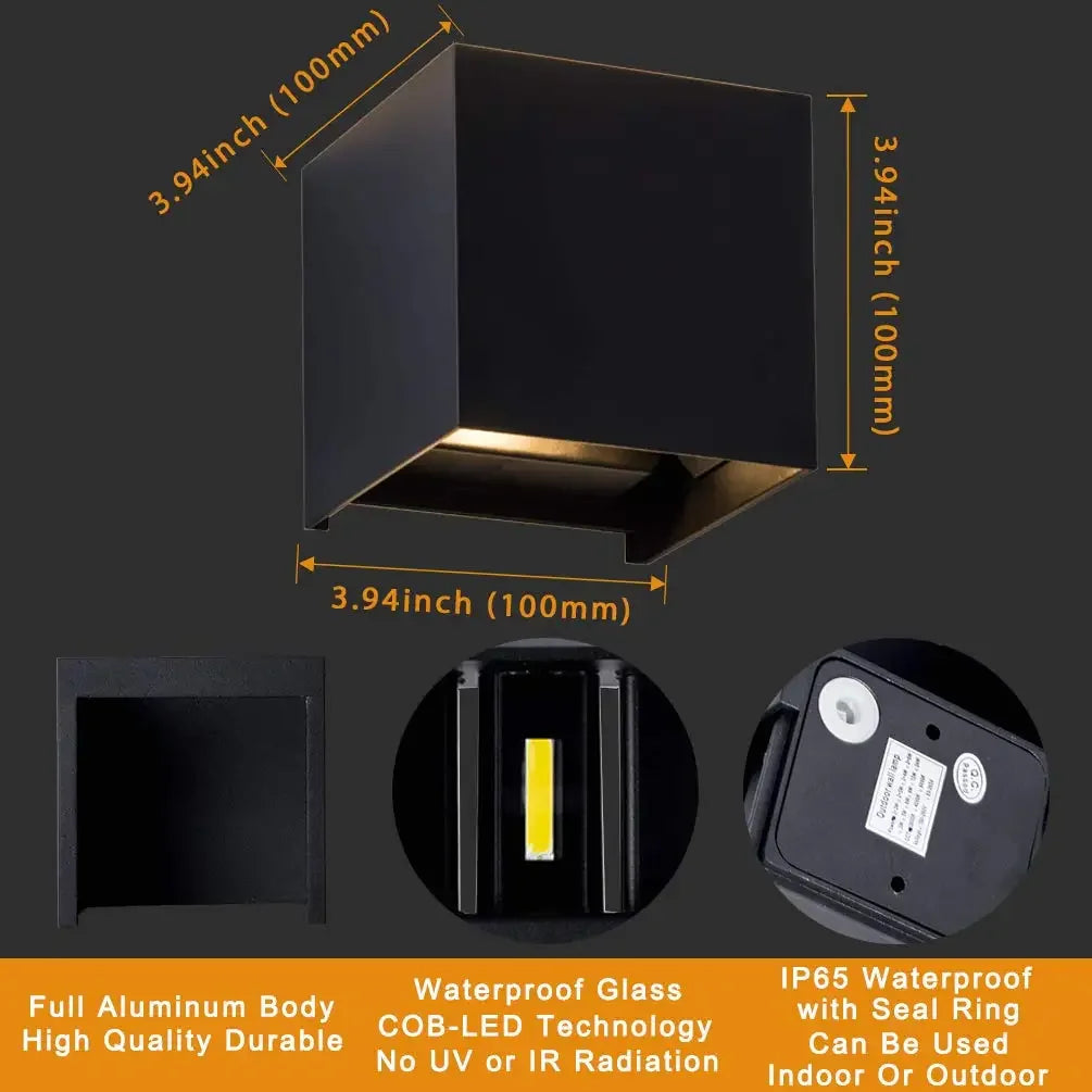 Modern Waterproof LED Wall Lamp – Indoor & Outdoor Sconce 12W LED Wall Sconce Qme