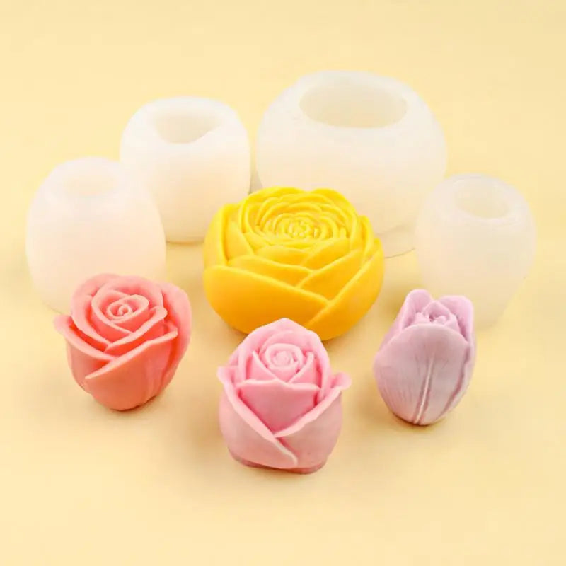 DIY Flower Silicone Resin Mold – Tulip & Rose Candle Plaster Silicone Craft Mold Qme