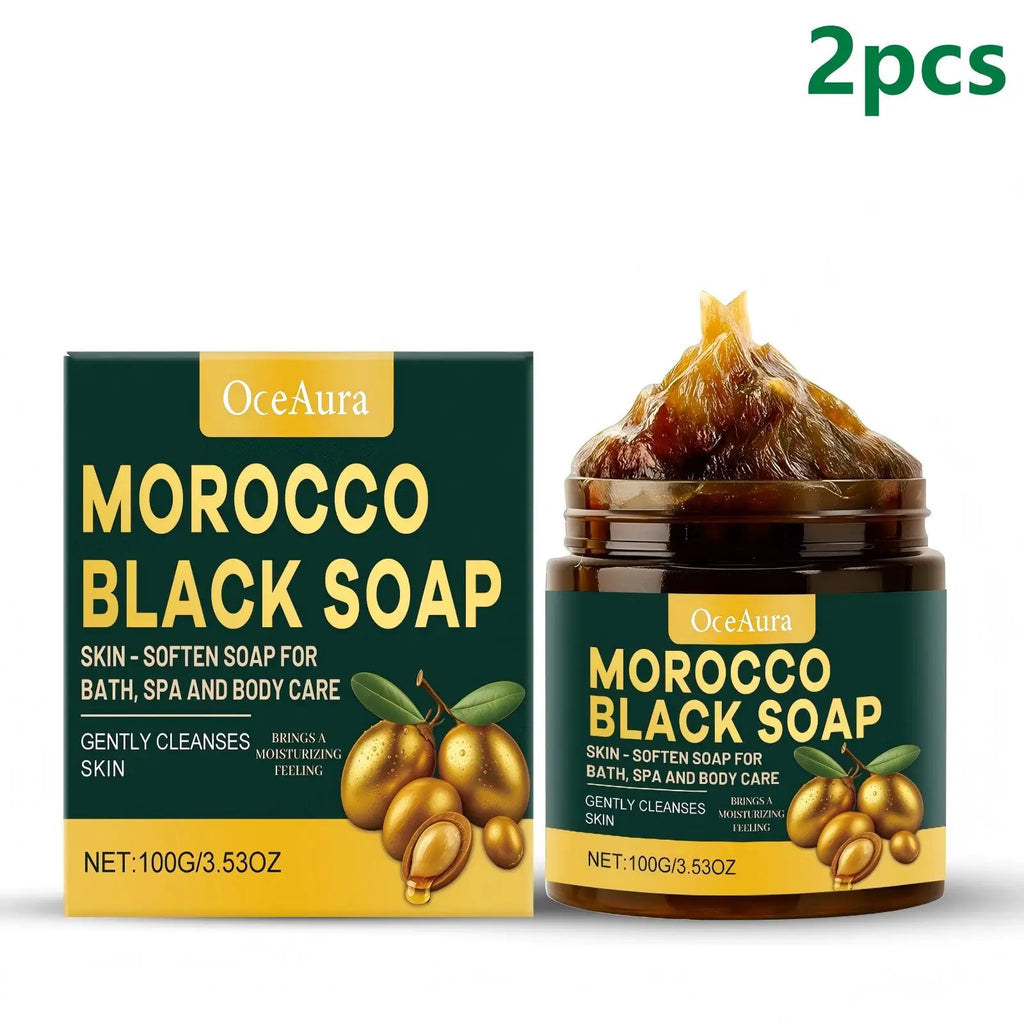 Moroccan Black Soap Body Scrub with Argan Oil – 100g Body Scrub Soap Qst 2pcs